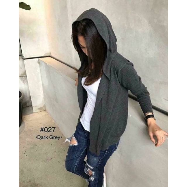 Hoodie cardigan knitted premium