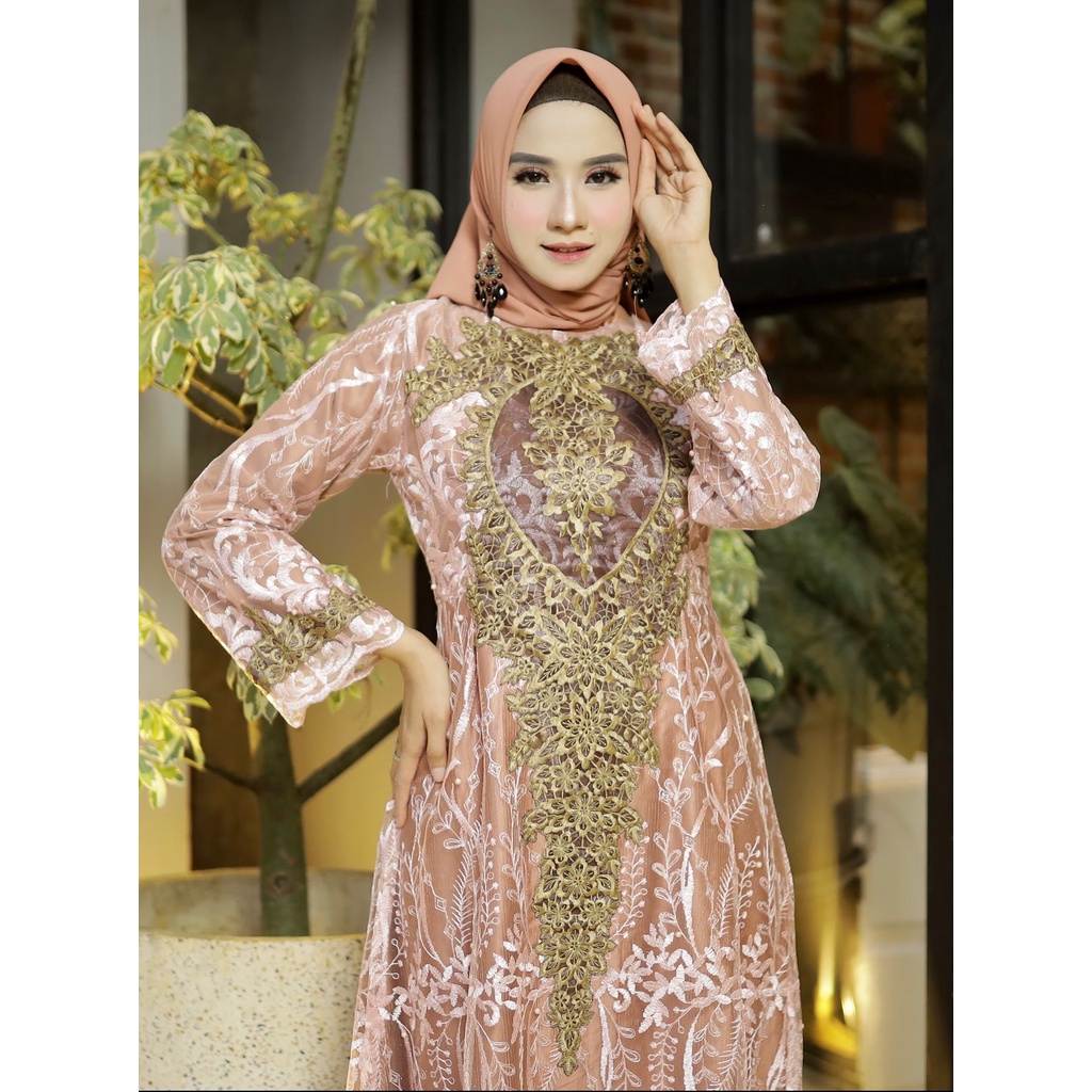 BAJU GAMIS RASAQI / Gamis lumina dress / Gamis tulle brukat / Gamis pesta / Baju kondangan wanita SIZE M L XL XXL