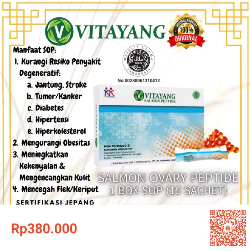 

Original Vitayang SOP (Salmon Ovary Peptide) asli dari Jepang