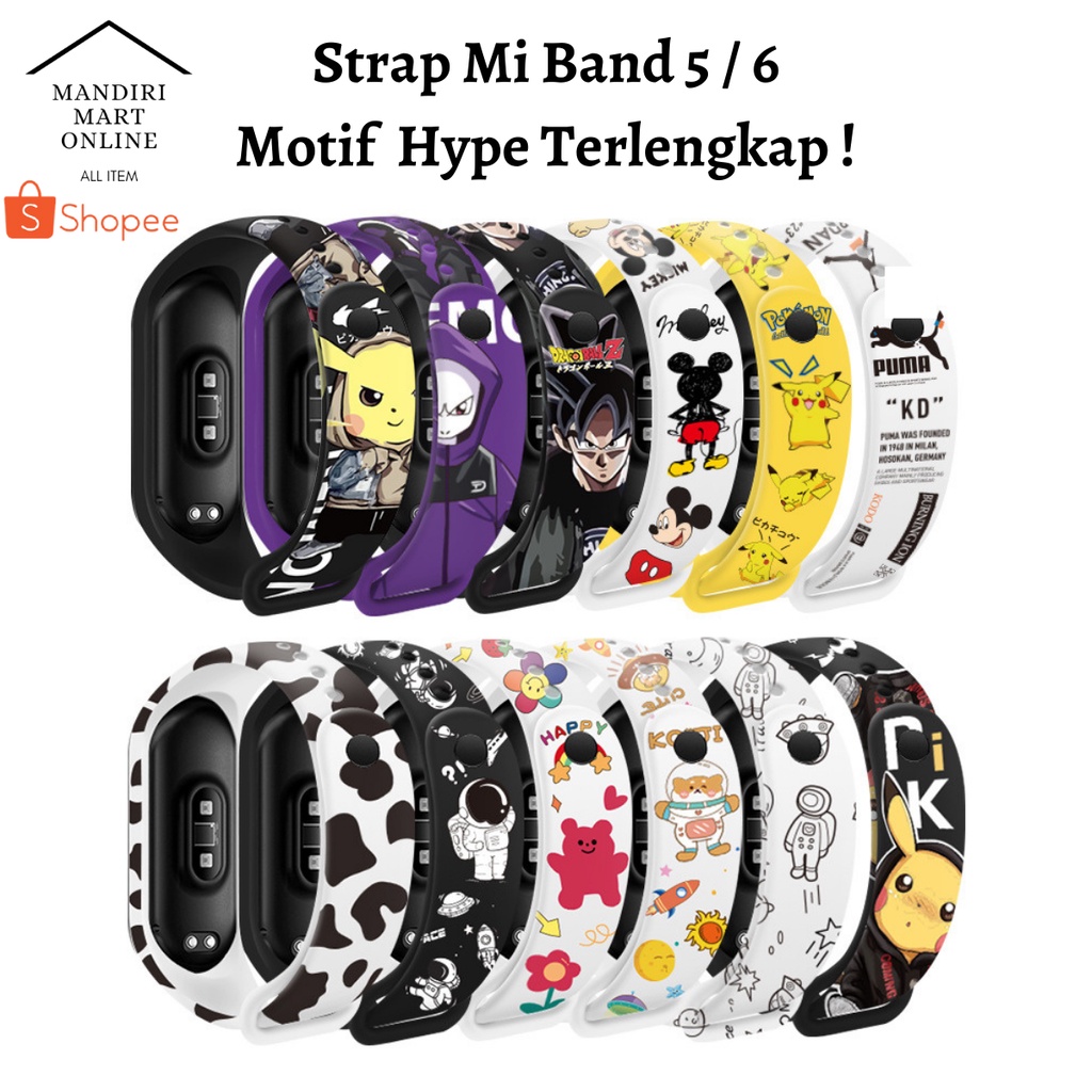 Strap MiBand 5/6 Strap Silicone Tali Pengganti Xiaomi Mi Band 5/6 Motif Sport