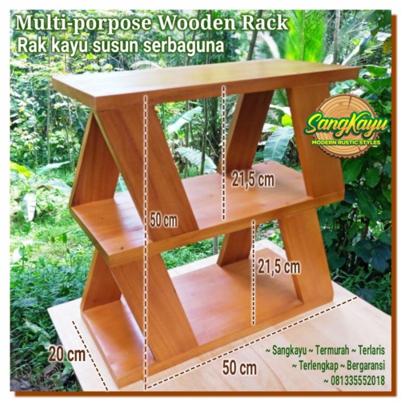 Rak kayu susun rak serbaguna kayu rak tanaman hias dll Wooden shelf