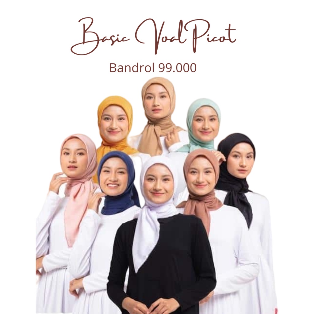 Dauky Hijab kerudung Segi Empat Polos Basic Voal Picot Scarf