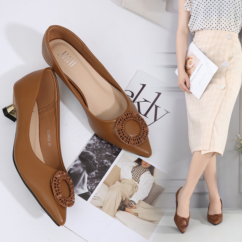 JISO RYONA ELMA-03 Sepatu Heels Kerja Wanita 4cm Import Premium