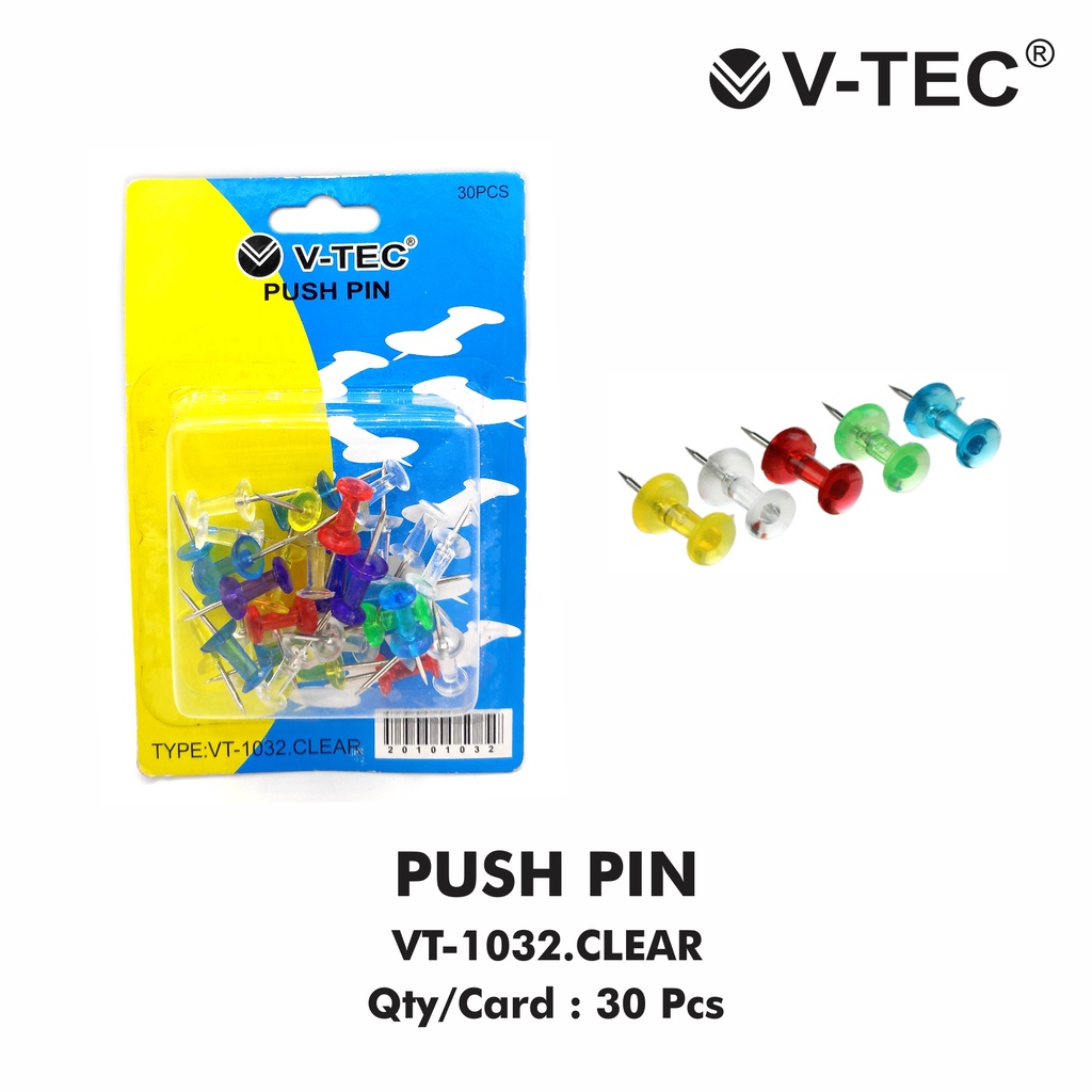 

V Tec push pin VT 1032 clear (30 pcs)