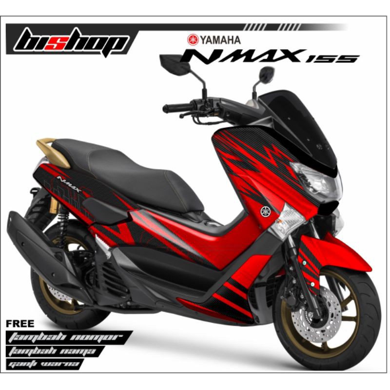 Sticker Decal NMAX 155 Variasi hitam grafis Merah