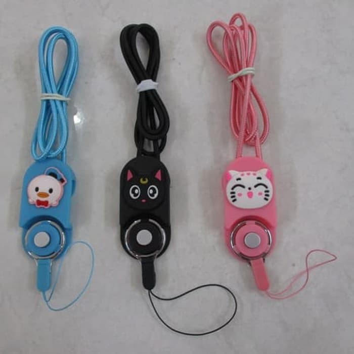 Kabel Data Line Lanyard Tali Gantungan HP Karakter Lucu