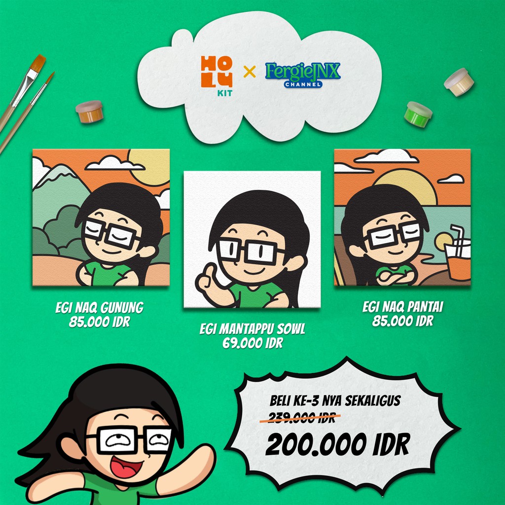 

PAKET ISI 3 HOLYKIT X FERGIE JNX PAINT BY NUMBERS KIT | KANVAS LUKIS