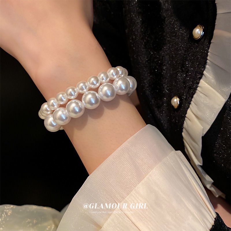 Gelang Mutiara Stretch Gaya Retro Perancis Untuk Hadiah