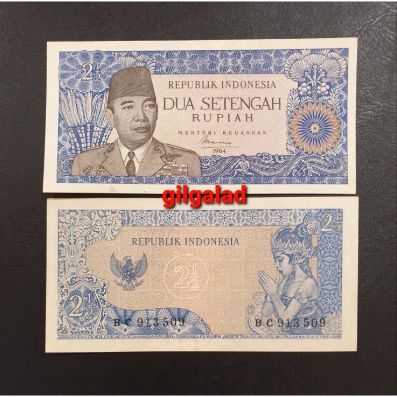 [GRESS/UNC] UANG KUNO KOLEKSI 2,5 RUPIAH SUKARNO 1964