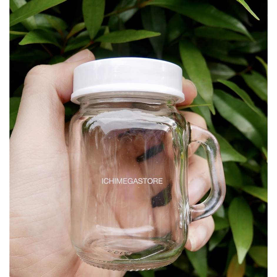 ICHIMEGASTORE Gelas Tutup Berlubang Kaca Kecil Mug Harvest Jar Mini Gelas Kaca Merica