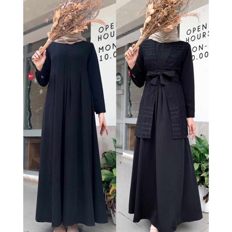 Gamis Kaima Dress Kaima Warna Jet Black Dress Kondangan Hitam Dress Prewedding Hitam