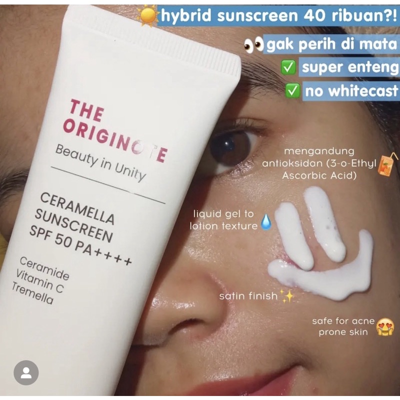 READY! SUNSCREEN THE ORIGINOTE CERAMELLA SUNSCREEN SPF 50 PA++++ 3D CERAMIDE+VITAMIN C +TRAMELLA BPOM SUNSCREEN THE ORIGINOTE ORIGINATE BPOM ORIGINAL