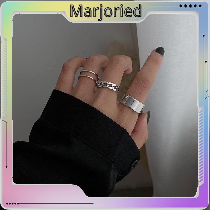 3 Pcs / set INS Cincin Korea Silver Gaya Punk Cincin Pria Untuk Wanita Ring Jewelry-MJD