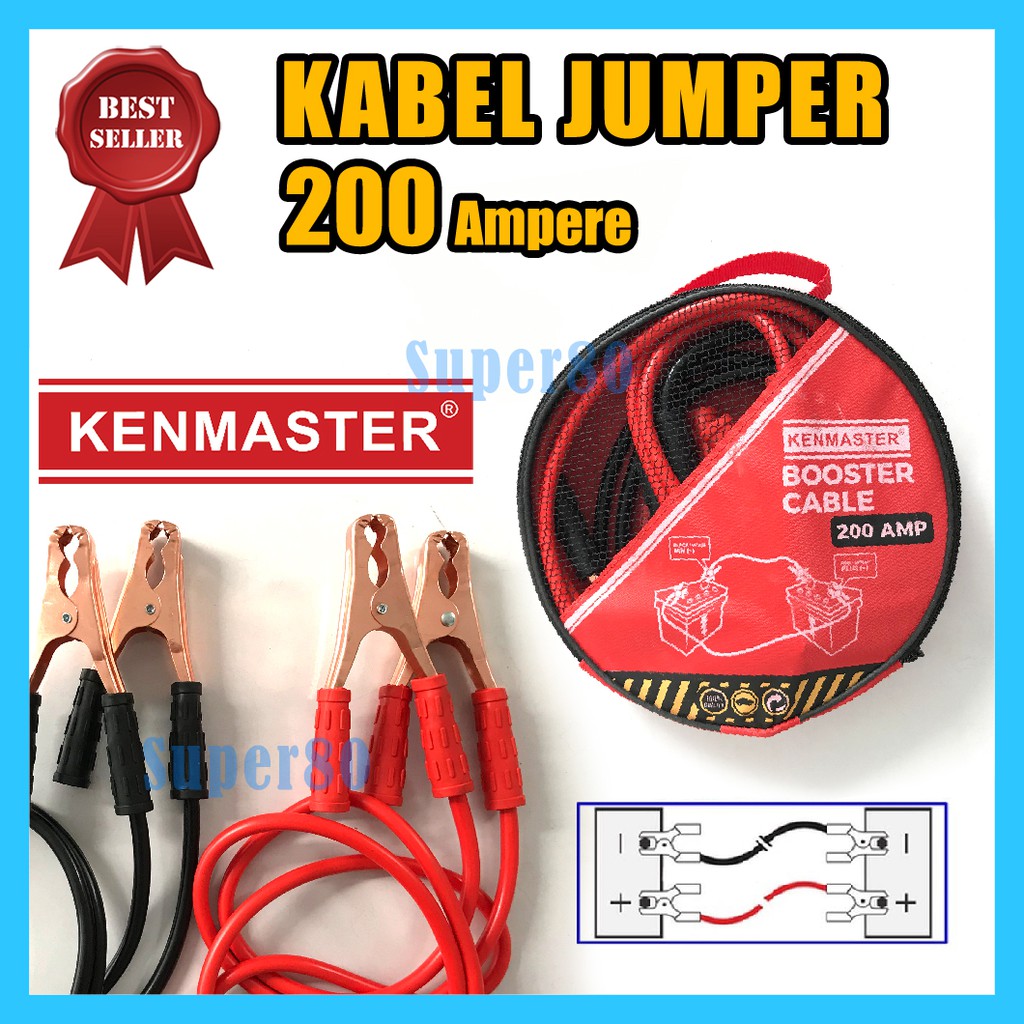 Kenmaster Kabel Jumper 200A Booster Cable Start Accu Aki Motor Mobil Jump Starter 200 A