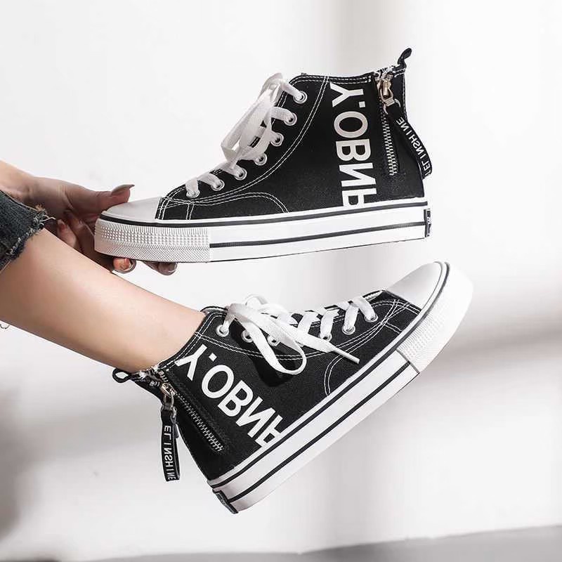 AVANCEID 1910 Sepatu Sneakers Boots Wanita Canvas Kerja Sekolah Hitam Import