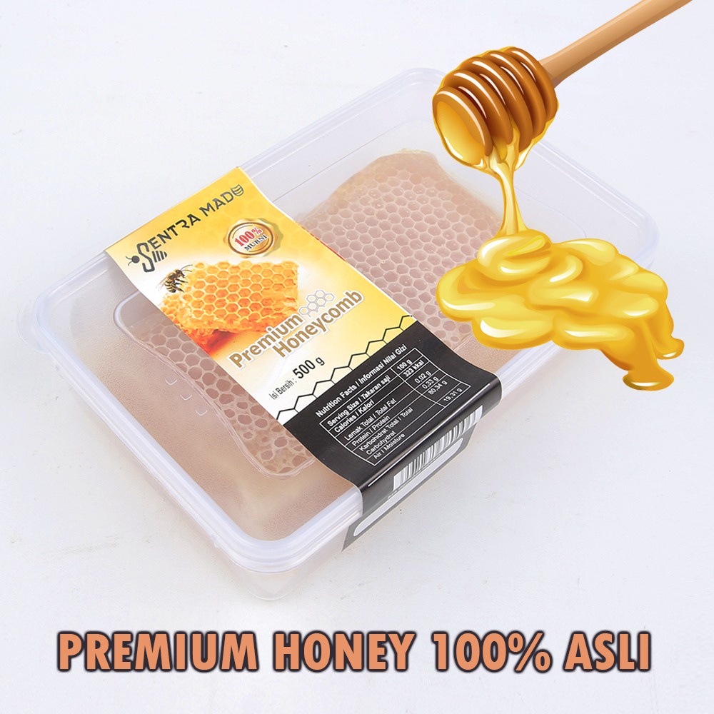

100% MADU ASLI HONEYCOMB 500gram By Sentra Madu Original Madu Hutan Murni Herbal Banyak Manfaat PS