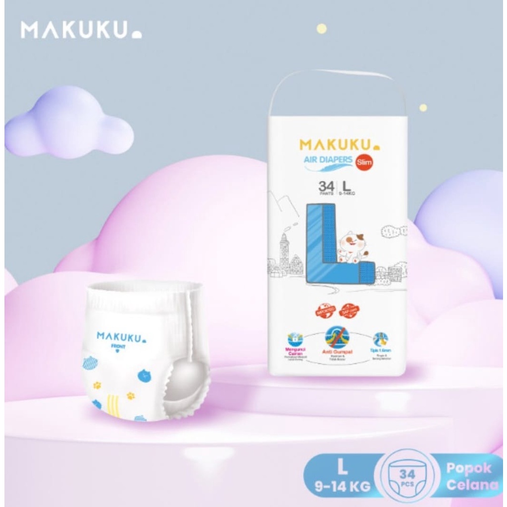 Makuku Air Diapers Pants Slim M32/L34/Xl32/Xxl28/ Toko Makmur Online