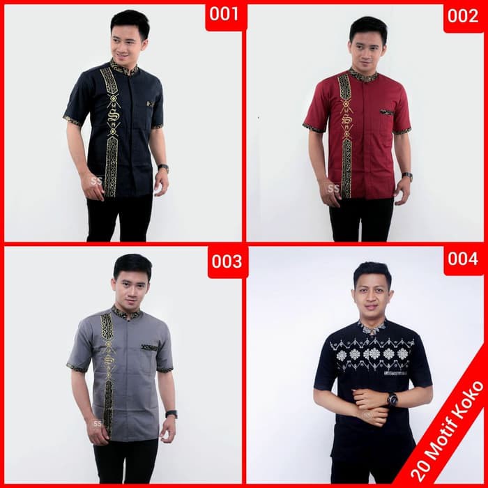 Baju Koko pria batik Prada emas busana muslim 100% Original