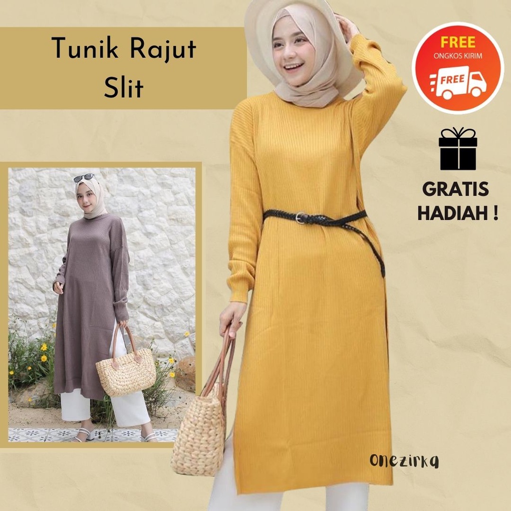 TUNIK RAJUT WANITA FASHION HIJABERS KEKINIAN KNITWEAR PREMIUM MURAH