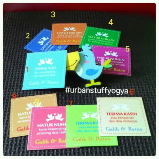 

Kartu Souvenir, Kartu Ucapan Terima Kasih untuk Pernikahan. Gift Tag.