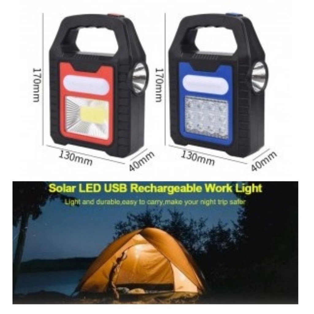 Senter Travel Portabel LED USB Multifungsi Power Bank Solar Charger 111107