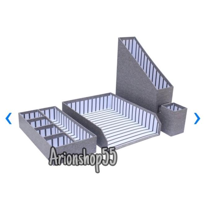 

best seller] Organizer Meja/Tempat Dokumen Set 4 Pcs - Abu-Abu