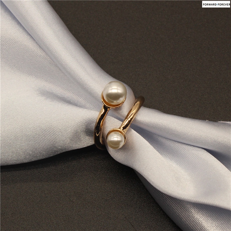 Ladies' Pearl Hollow Scarf Ring Buckle Scarf Brooch Clip M40161