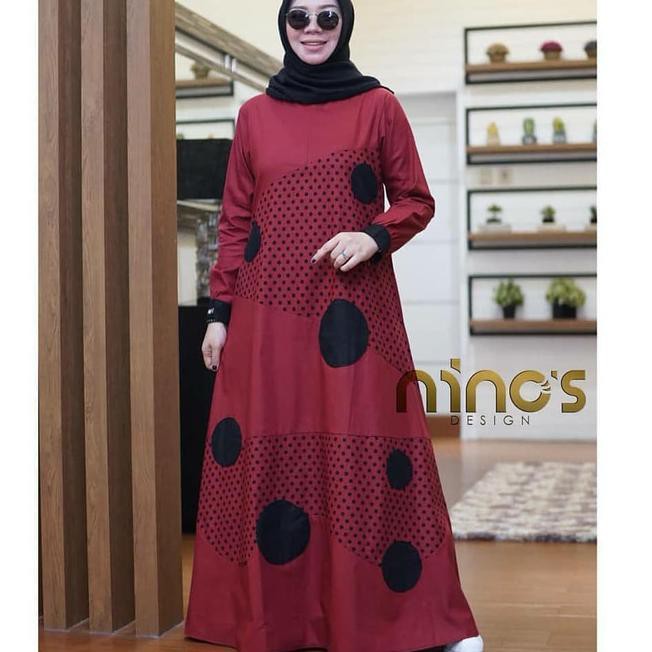 Limited-043  ONDE DRESS Baju Gamis Wanita Terbaru 2020 Dress Wanita Elegant Trendy - MOCCA