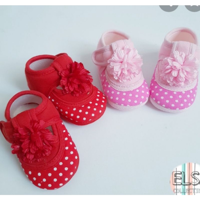 sepatu bayi motif bunga