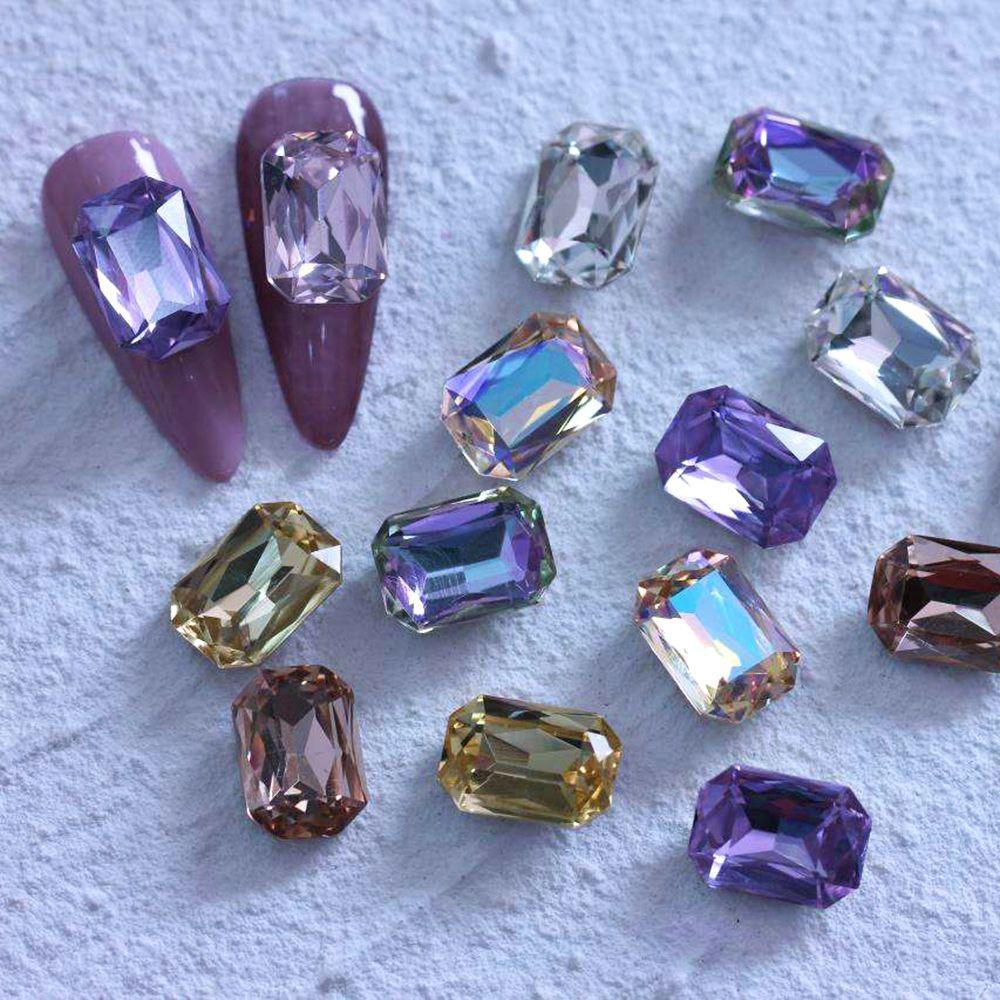 Mxbeauty Nail Art Rhinestones Mewah 4pcs 14x10mm Menunjuk Kembali Membuat Perhiasan Glliter Kaca DIY Craft Permata Nail Charms