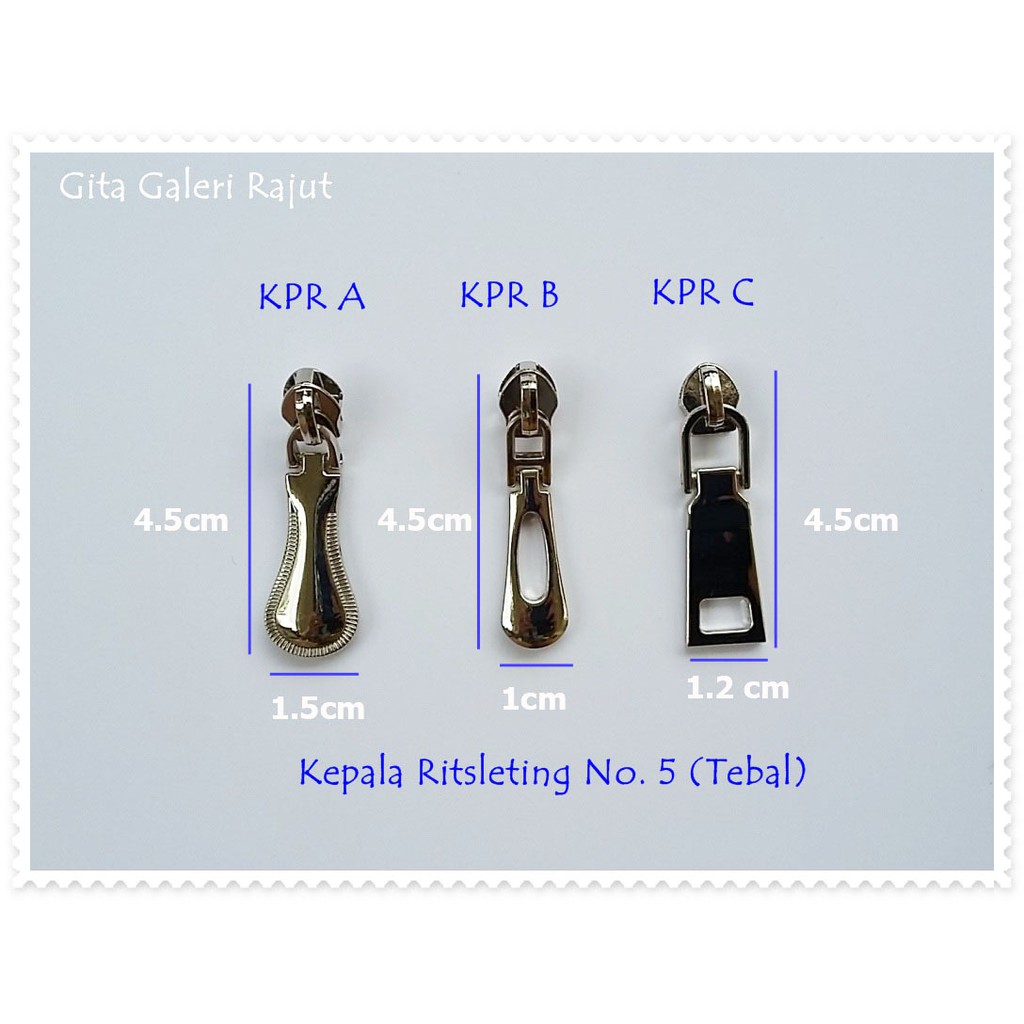 Kepala Resleting / Kepala Ritsleting No. 5 / Kepala Resleting No. 5