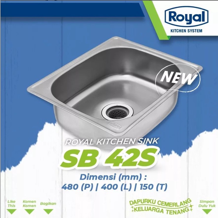 Royal Kitchen Sink SB 42 S Wastafel Dapur Bak Cuci Piring Stainless Steel 304