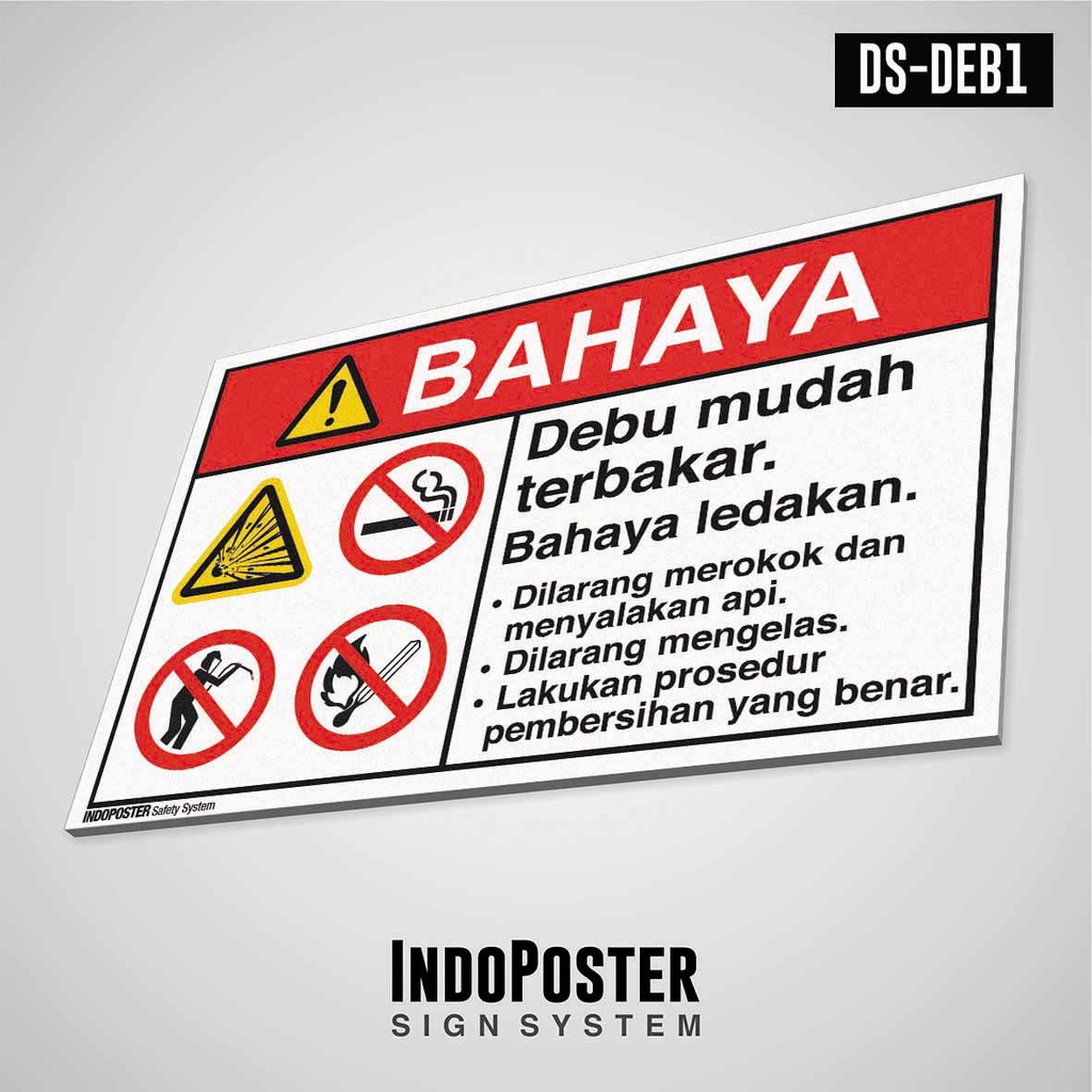 

Safety Sign Rambu K3 PVC ANSI Bahaya Ledakan Debu Mudah Terbakar A3 45x30cm