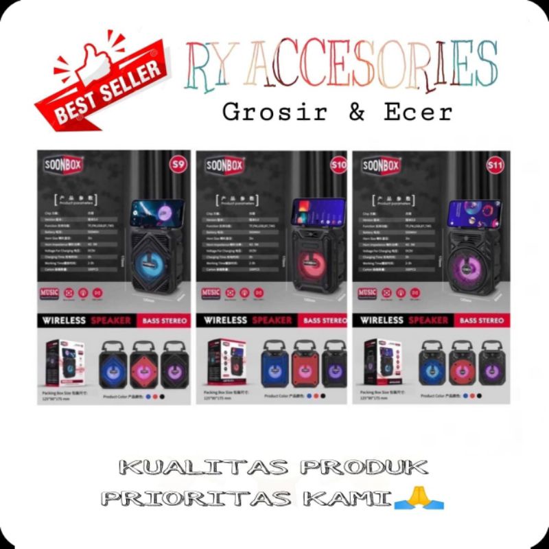 RY - Wireless Speaker Bluetooth SOONBOX S9 - S10 - S11 / Wireless Portable Speaker Super Bass / Spea