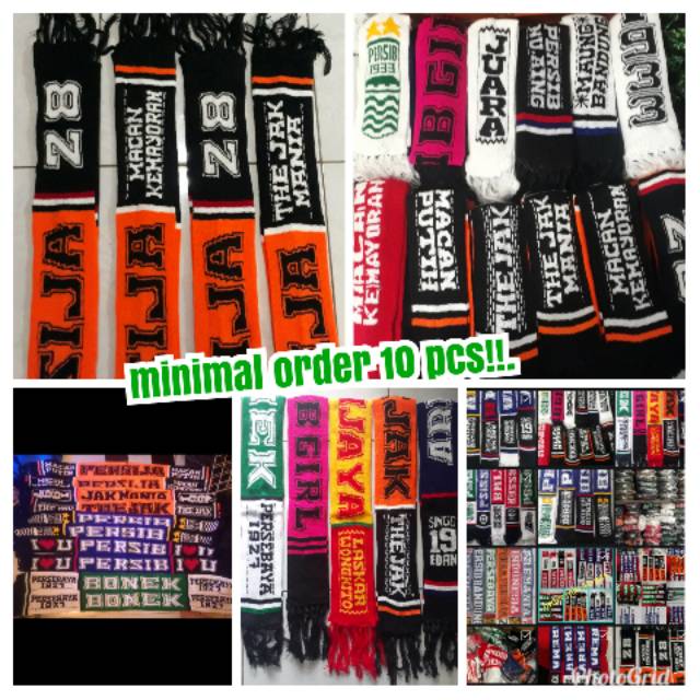 Syal rajut bola/persija min,order 10 pcs