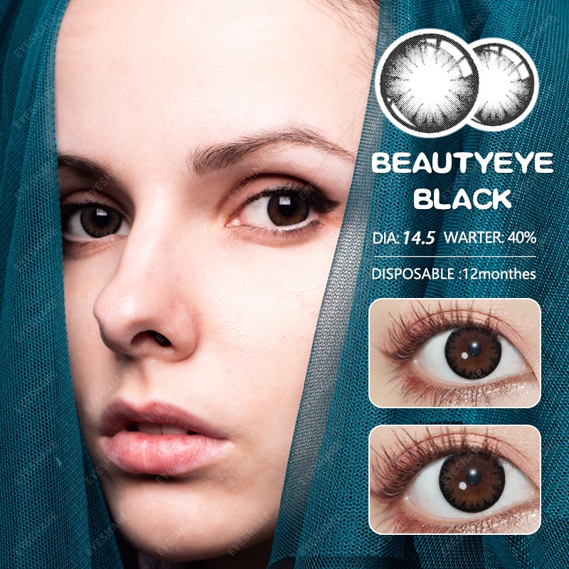 Menyinarimu【COD】2022 New Mata Besar Alami Chocolate Softlens Lensa wanita antik  Mata Penuh Gaya Dan Cantik Softlens Warna Sederhana Dan Canggih Lensa Kontak Soflen 14.5mm Minus0.00 Dubai Import Premium Black Seri Warna Mata Lensa