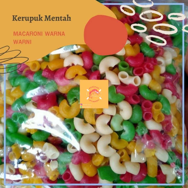 

[ 1 KG ] KERUPUK MACARONI WARNA WARNI / MAKARONI MENTAH BAHAN SEBLAK / KRECEK MACARONI