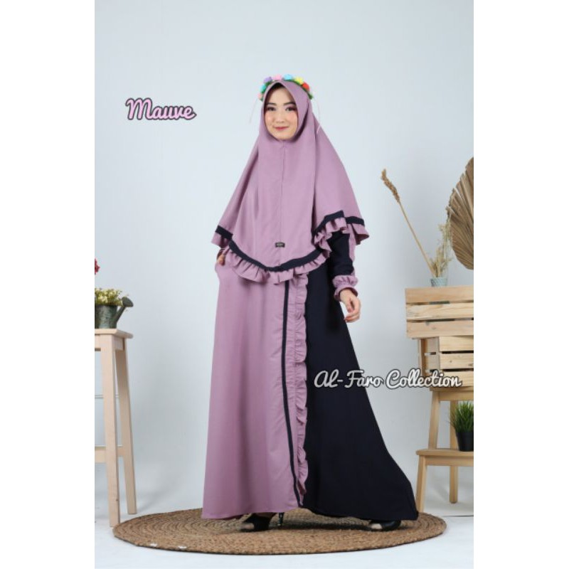 Set Nay Al faro/ Set hijab syari Ori Al faro/Gamis set Itycrepe Ori Al FaroCollection(LABEL AL-FARO)