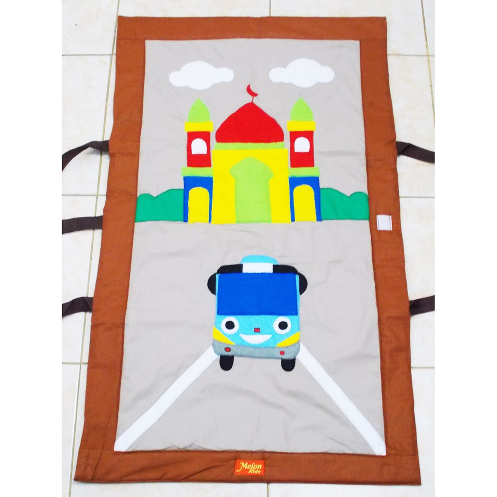 Sajadah Anak Laki Karakter I Handmate Motif TAYO warna Mocca
