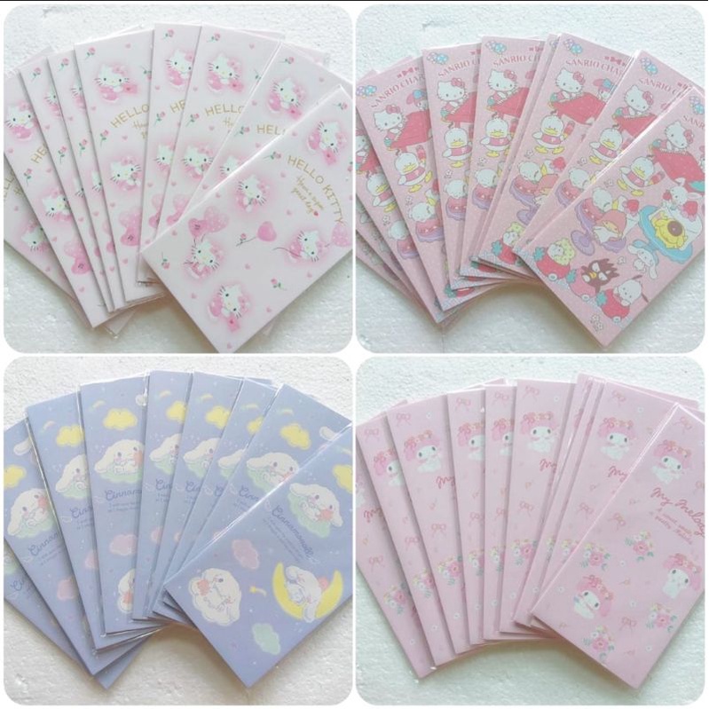 

Angpao Imlek CNY Sincia Lebaran Panjang Pastel Isi 3 Sanrio Karakter Hello Kitty, My Melody, Cinnamoroll