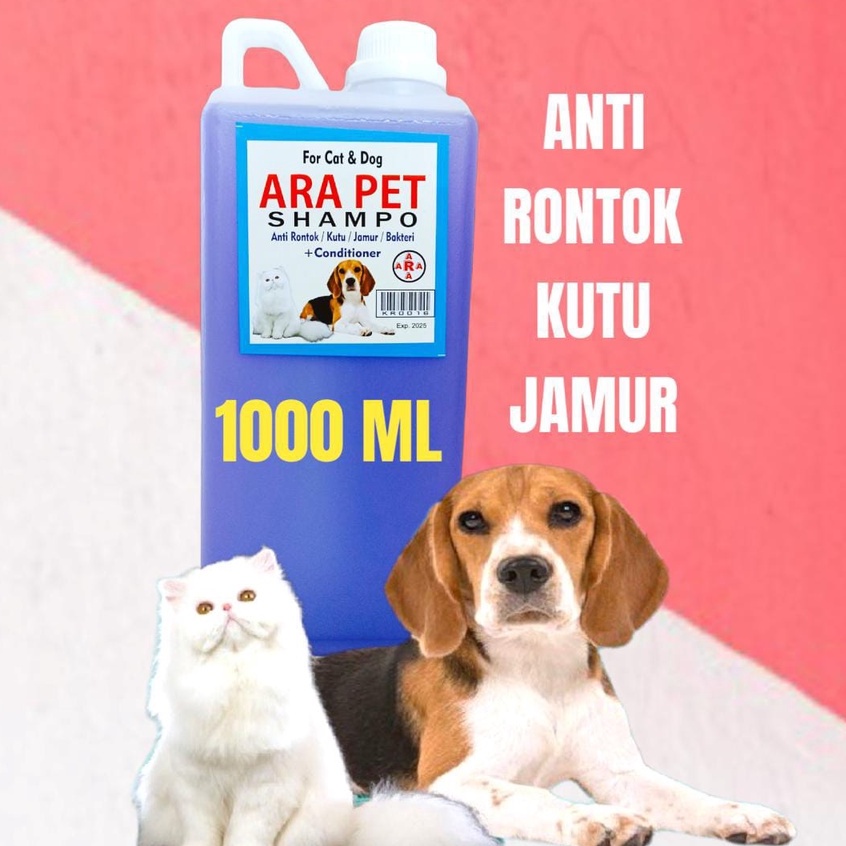 Shampoo &amp; conditioner kucing dan anjing anti rontok / kutu / jamur 1 liter LAVENDER