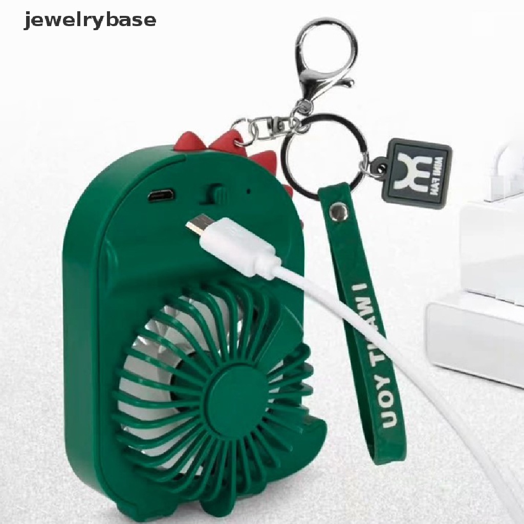 Gantungan Kunci Kipas Angin Mini Portable 2 Kecepatan Bentuk Dinosaurus USB Rechargeable Untuk Travel