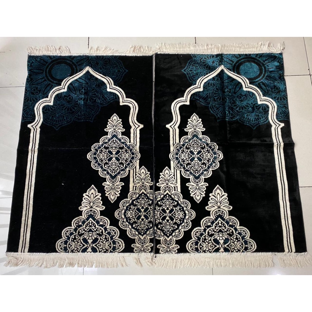 1pcs Sajadah Model Couple Sepasang Turki Saudi Premium Beludru Hitam Besar 70x110cm