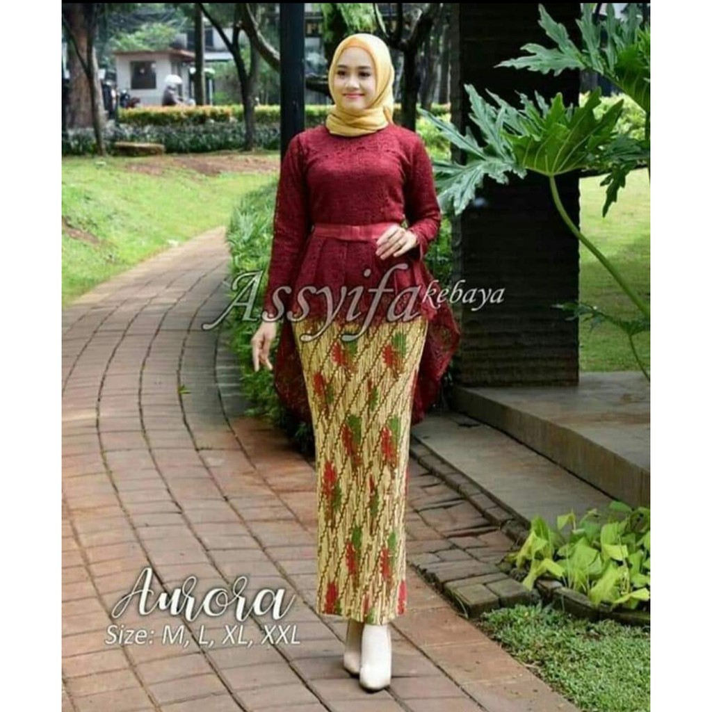 ASS&gt; SET KEBAYA AURORA -OUTFIT KEBAYA MODERN - KEBAYA FASHION WANITA - KEBAYA BRUKAT PINGUIN TERBARU