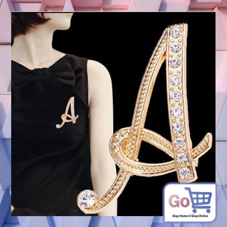 Go - F536 (A-M) Pin Tusuk Huruf / Bros Pin Huruf Inggris / Brooch Alphabet / Aksesoris Couple