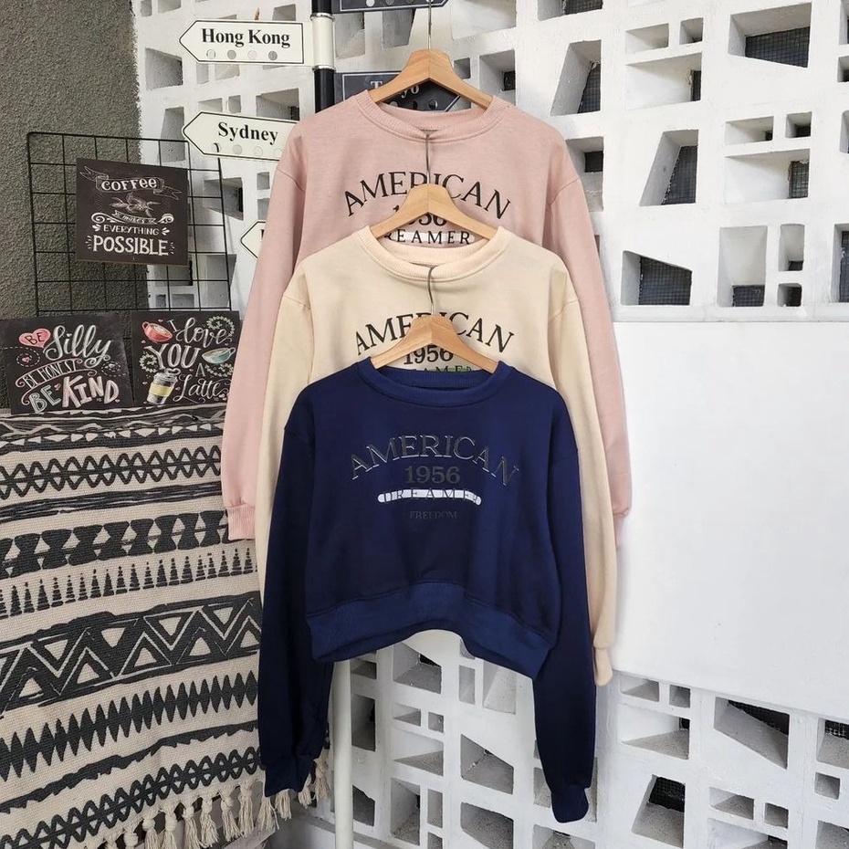 Public - American Crop - Sweater Basic Crop Wanita