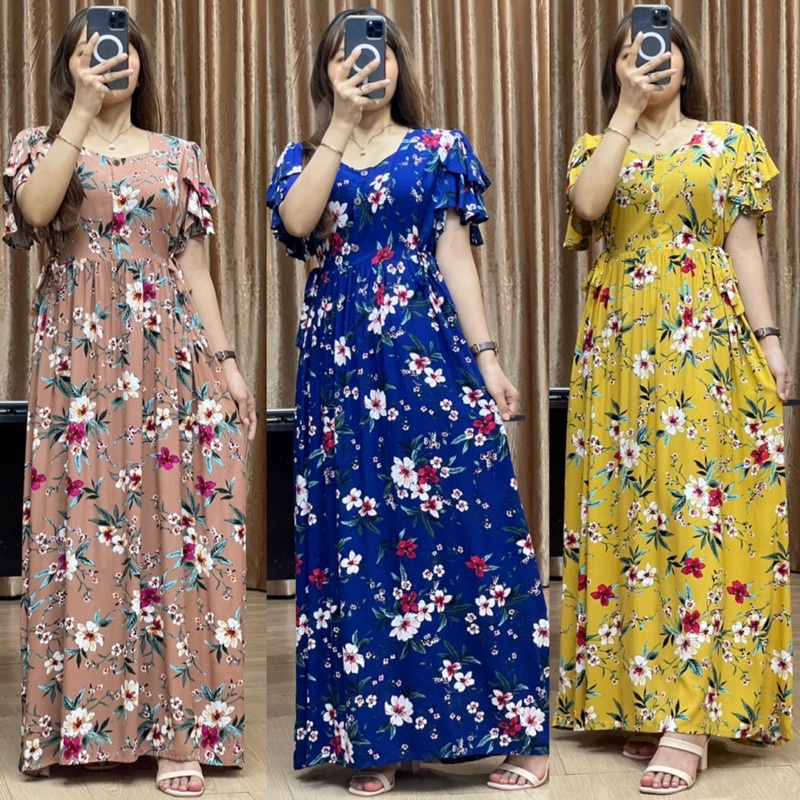 Daster Dress KIMBERLY Long Dress motif Branded Homewear Super Mewah