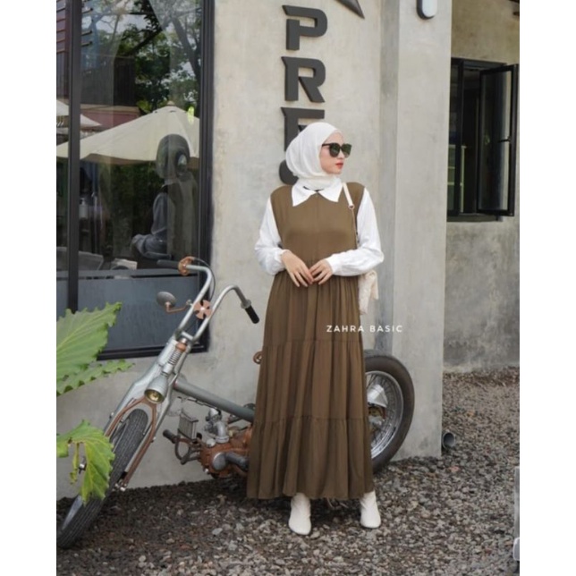 iner dress iner basic gamis tanpa lengan bahan jersey sangat bagus