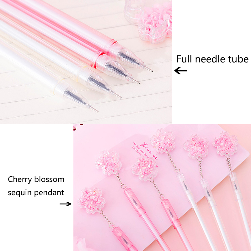 Korean Creative Cherry Blossom Pendant Gel Pen Cute Girl Black Signature Pen Black 0.38mm Black Ink