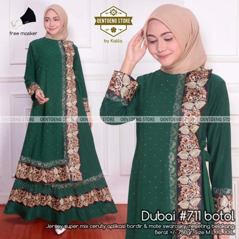 GAMIS MUSLIM ABAYA TURKI WARNA HIJAU BOTOL JERSEY SUPER MEWAH